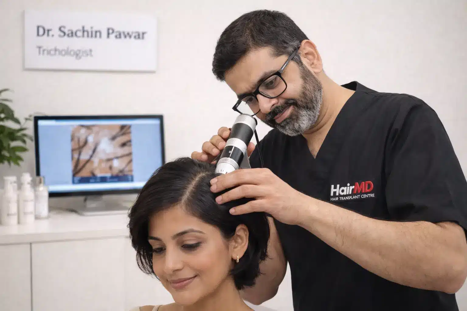 hair-loss-consultation-trichoscopy-examination-dr-sachin-pawar-hairmd-pune-maharashtra