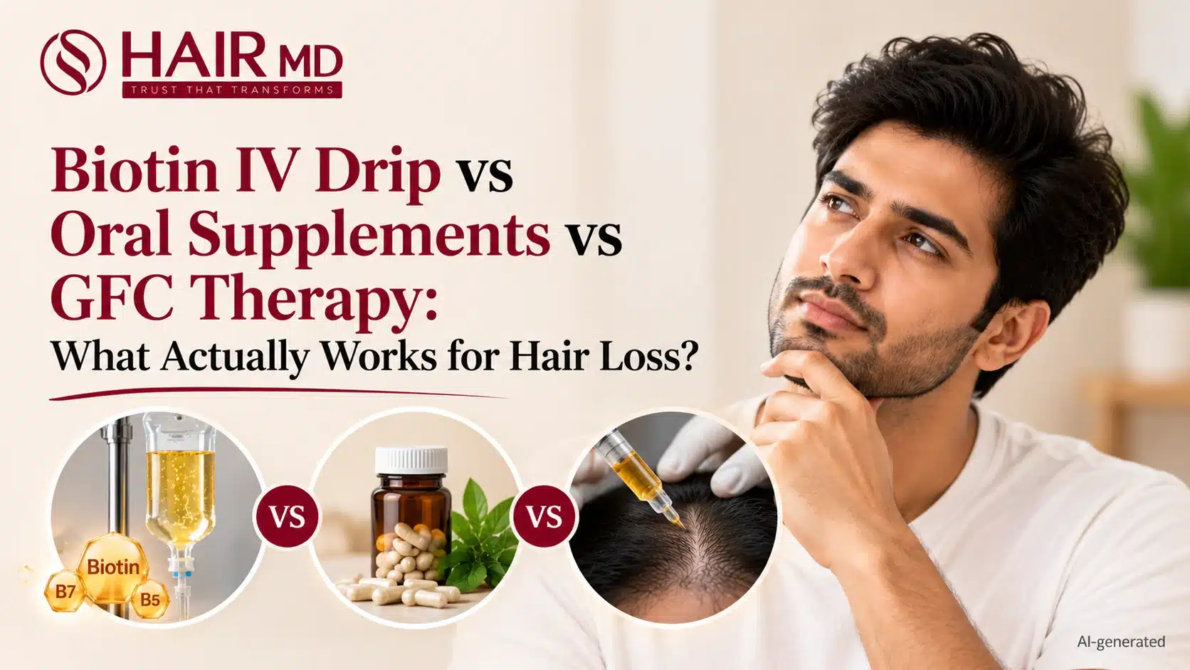 Biotin IV Drip vs Oral Supplements vs GFC Therapy: What Actually Works for Hair Loss?